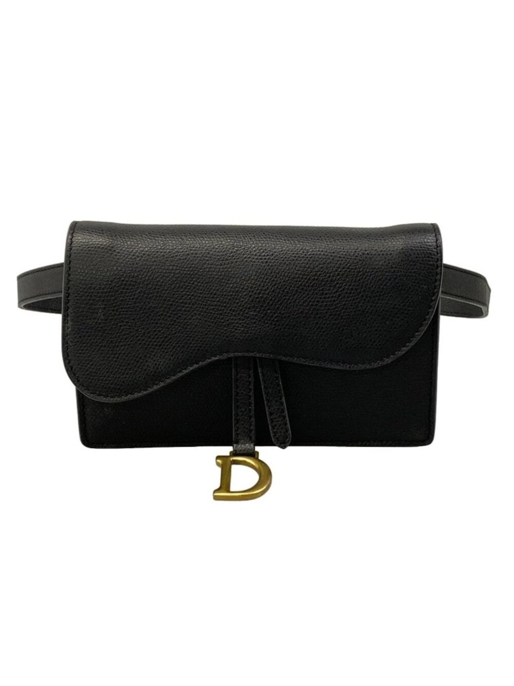 Dior Waist Pouch Saddle Bag Black Leather